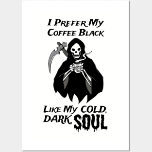 Grim Reaper Loves Black Coffee Coffee Fan Gift Posters and Art